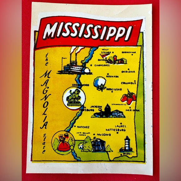 Mississippi Vintage Baxter Lane Co. Travel Decal Waterslide NOS Sticker Suitcase - Picture 1 of 3